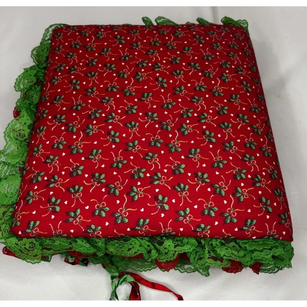 Vintage Christmas Photo Album Fabric, Lace, Beads Holiday Scrapbook
